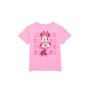 Minnie Mouse XO Girls Valentine's Day Short Sleeve Graphic Tee, Sizes 4-16